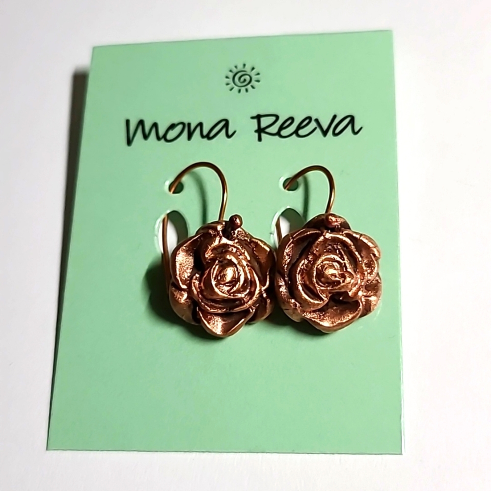 Handcrafted Rose Earrings of Copper